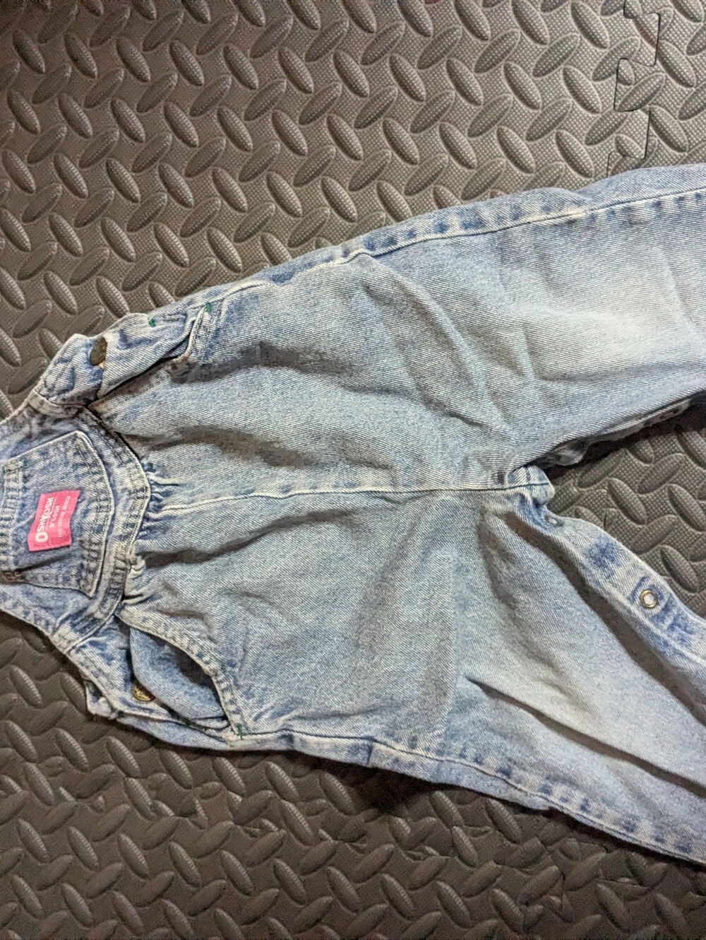 Vintage OshKosh B'gosh Overalls Kids Girls 2T Blue Denim Vestbak 90s Snap Leg - Picture 7 of 11